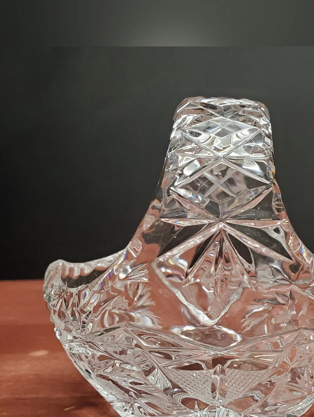 Vintage Hand Cut Bavarian Clear Crystal Basket